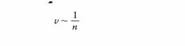 ความเร็ว v ทำตัวแปรผกผันกับจำนวนหลักควอนตัม n